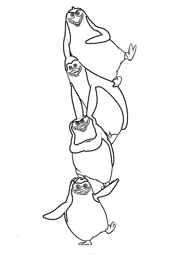 coloriage les pingouins font une tour